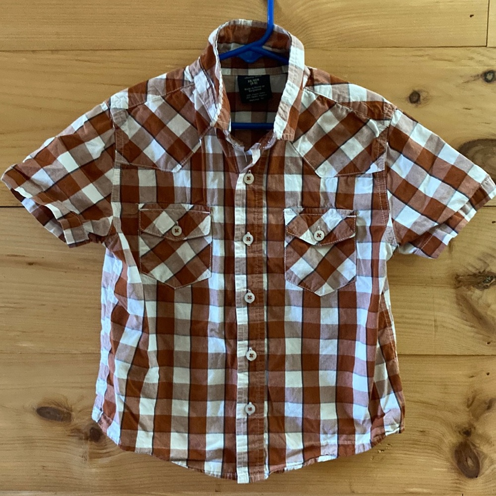 Boys/Kids orange plaid button down